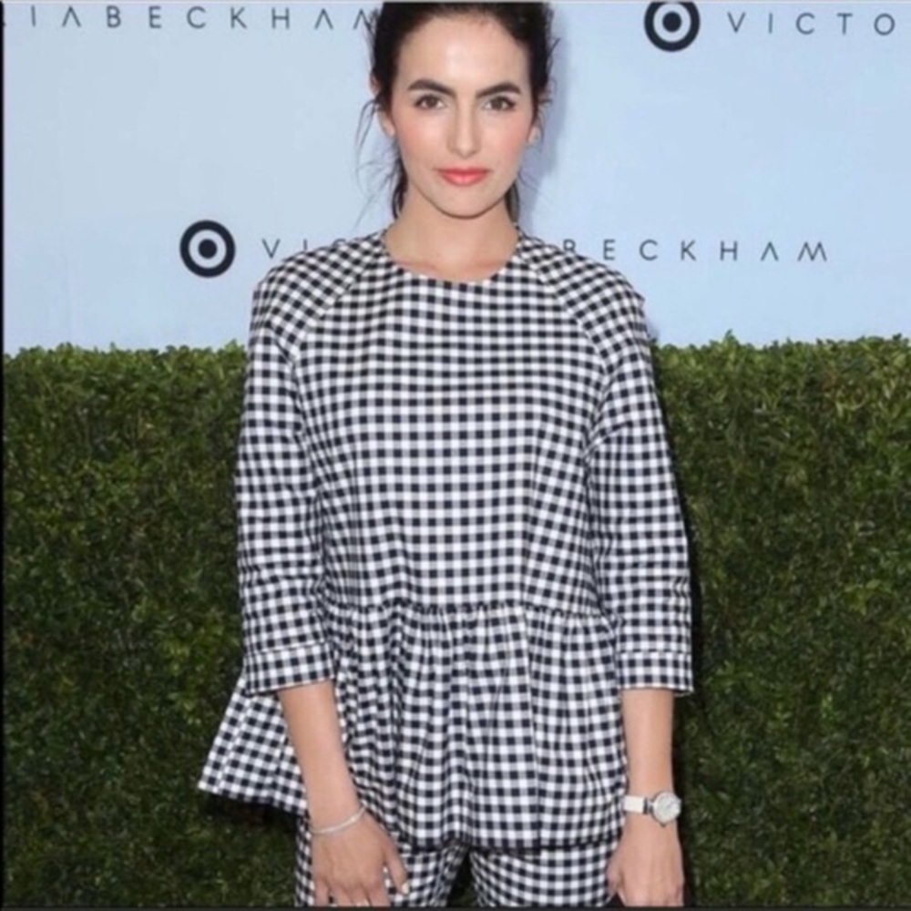 Victoria Beckham for Target Black & White Gingham 3/4 Sleeve Blouse Size XS
